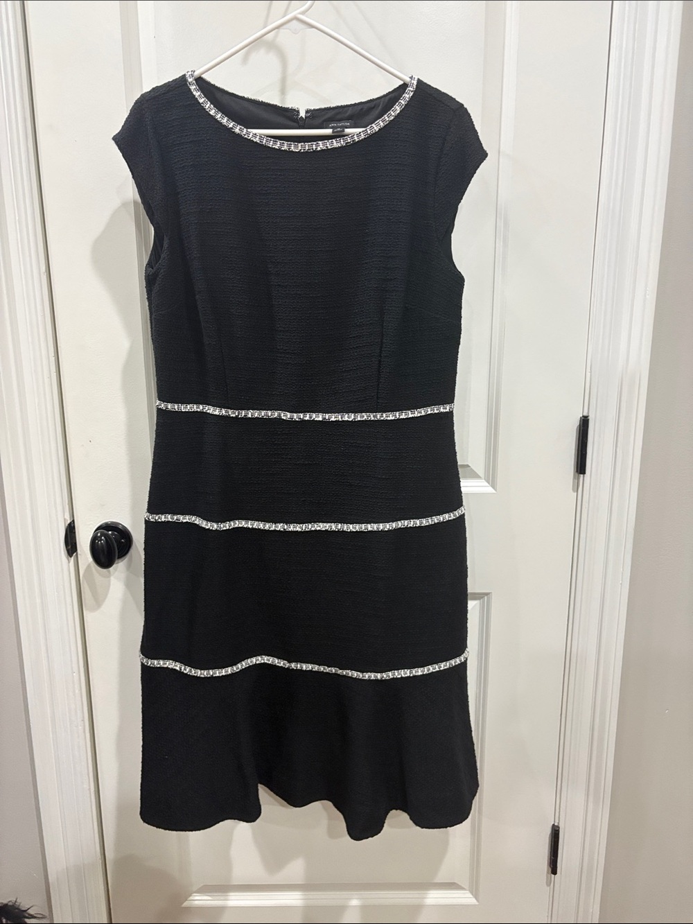 Ann Taylor Black Midi Dress with Silver Trim